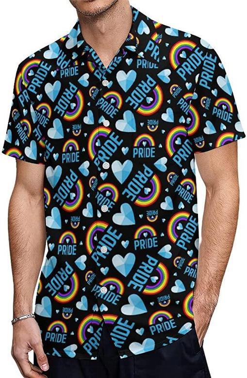 Gay Pride Hawaiian Shirt, Rainbow Hawaiian Shirt, Rainbow Pride Clothing For Lesbian, Gay Man, Lgbt Gift