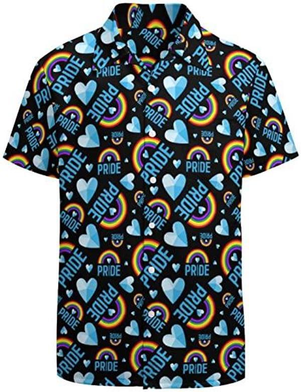 Gay Pride Hawaiian Shirt, Rainbow Hawaiian Shirt, Rainbow Pride Clothing For Lesbian, Gay Man, Lgbt Gift