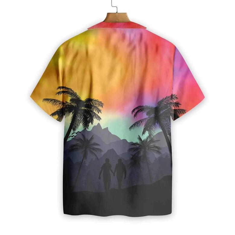 Gay Pride Hawaiian Shirt, Cool Lgbt Sunset With Heart Hawaiian Shirt