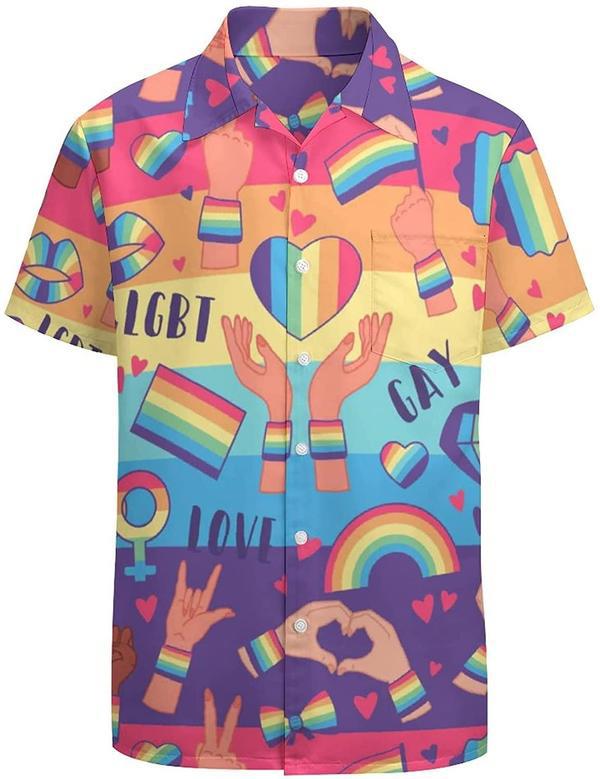 Gay Pride Hawaiian Shirt, Gay Hawaiian Shirt, Gift For Gay Man. Gift For Couple Gaymer