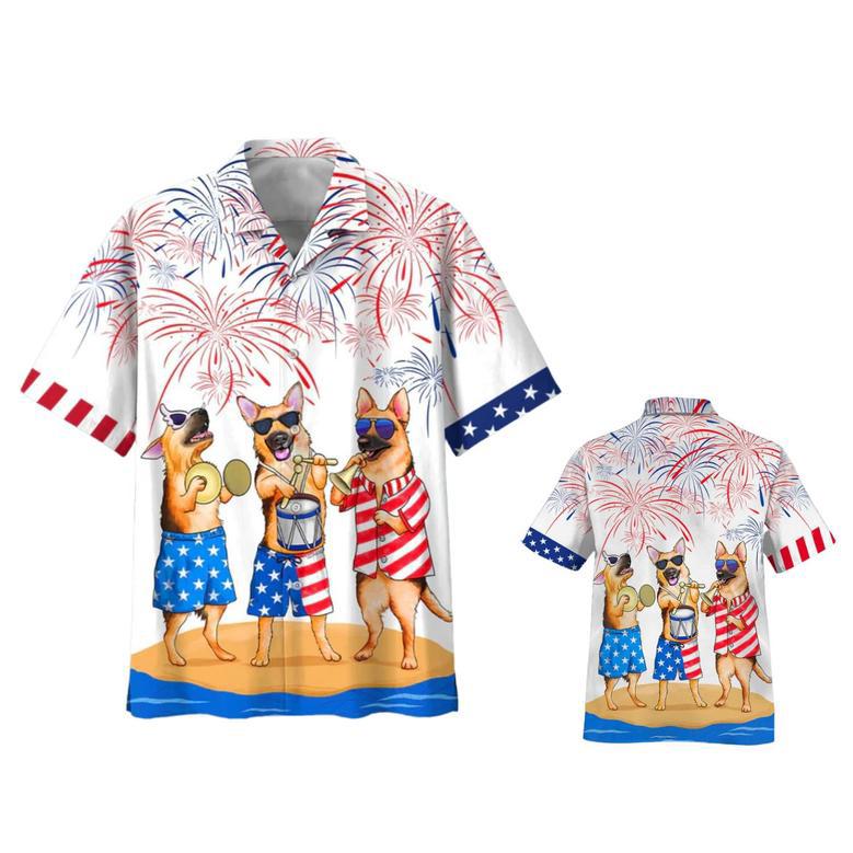 German Shepherd Hawaiian Shirt, Independence's Day Dog Hawaiian Beach Shirt, Happy American Dog Hawaii Shirt