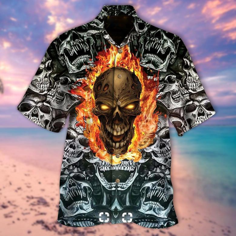 Ghost Rider Full Skulls All Over Printed Hawaiian Shirt Ghost Skull Hawaii Shirts