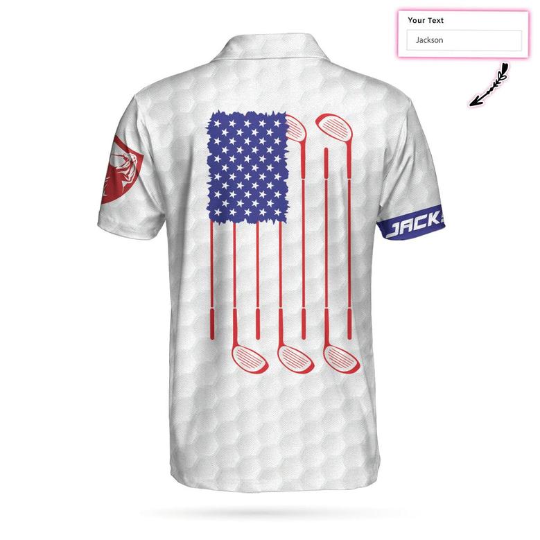 Golf American Flag New Custom Polo Shirt, White Golf Pattern Personalized Polo Shirt, Patriotic Golf Shirt For Men Coolspod