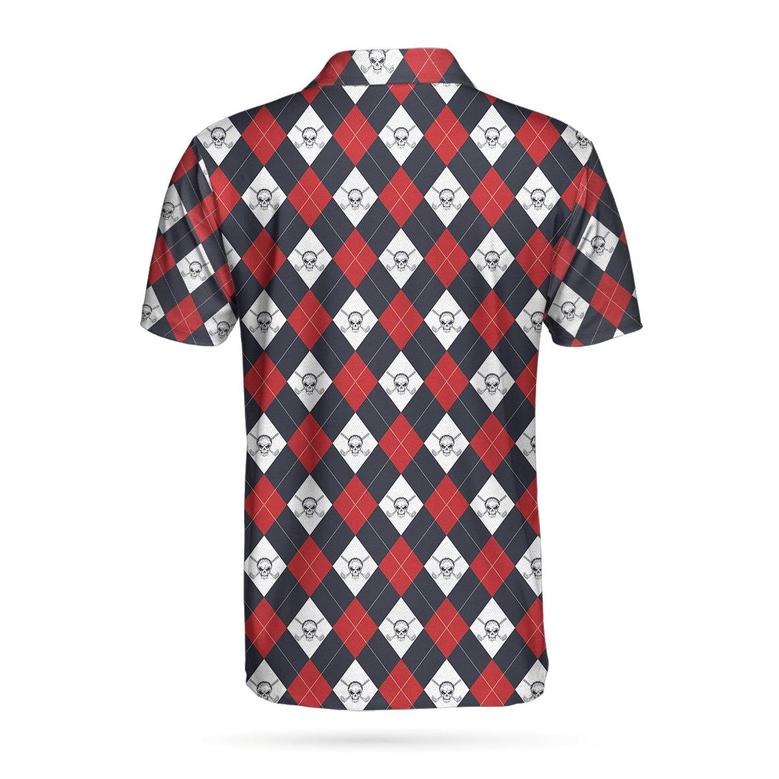 Golf Argyle Skull Short Sleeve Polo Shirt For Golf, Skull Golf Shirt For Men, Best Gift For Golfers Coolspod
