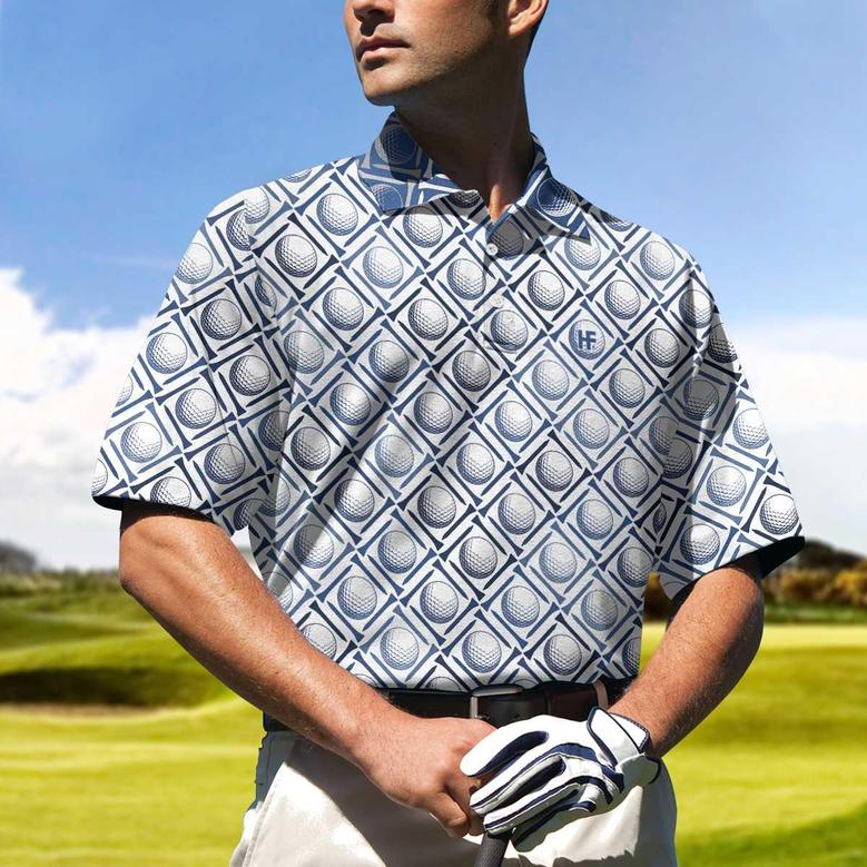 Golf Balls And Tees Seamless Golf Polo Shirt, Best Golf Shirt For Men, Cool Gift For Golfers Coolspod