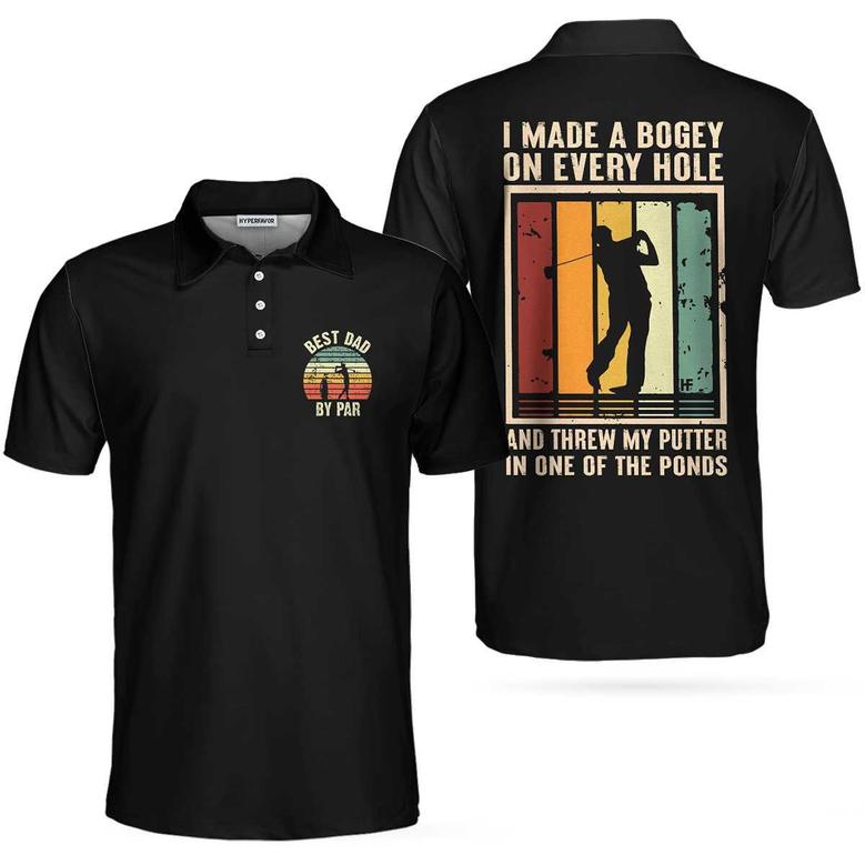 Golf Best Dad By Par Polo Shirt, Black Golf Shirt With Sayings, Best Golf Gift Idea For Dad Coolspod