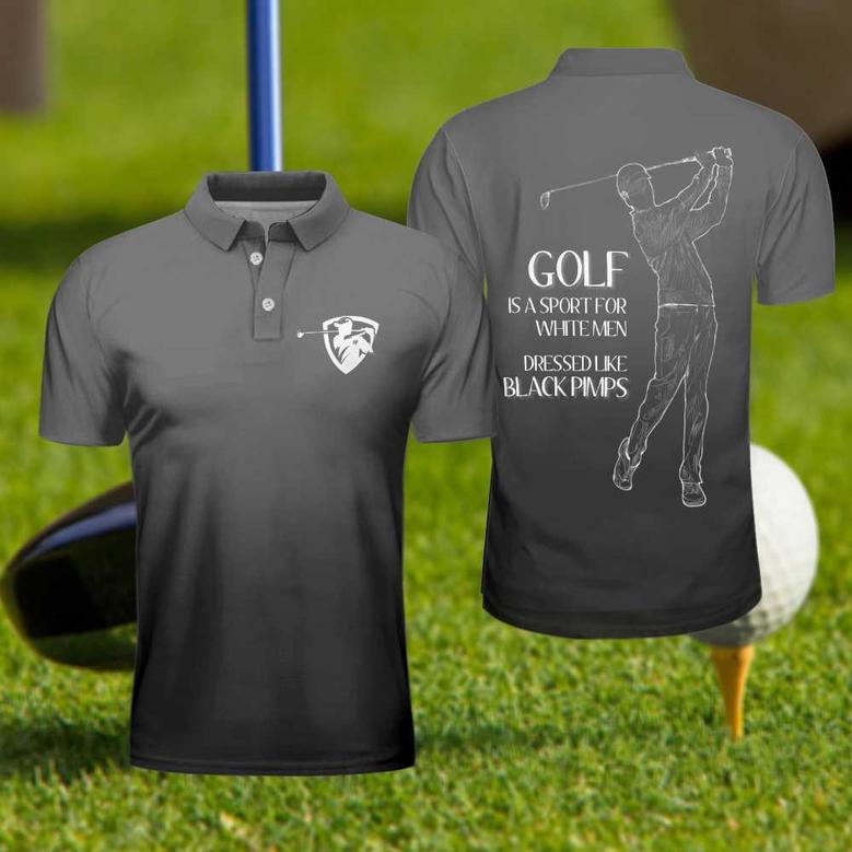 Golf Black Pimps Polo Shirt For Men, Funny White Men Golfing Polo Shirt Coolspod