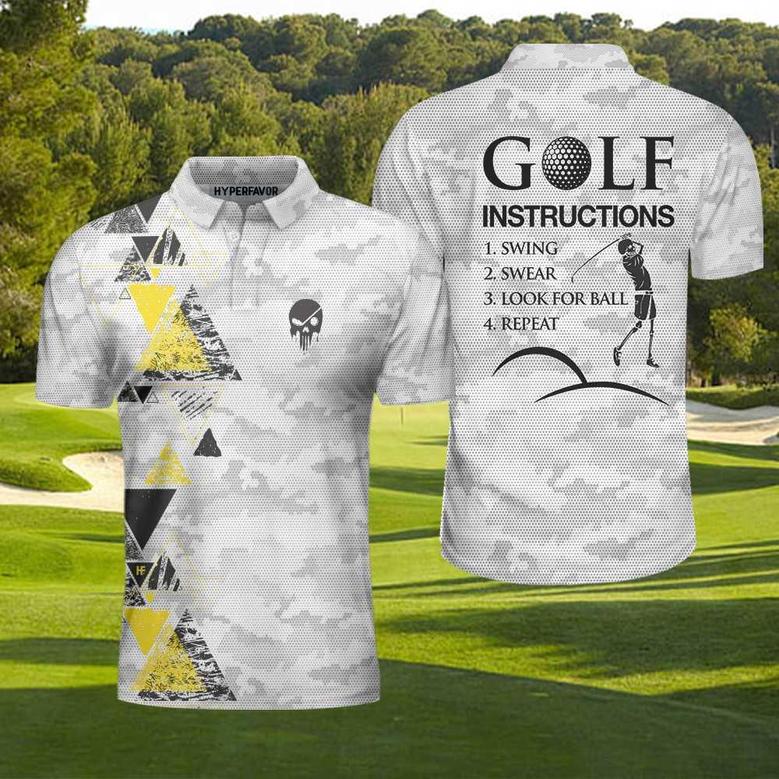 Golf Instructions Triangle And Camouflage Pattern Polo Shirt Coolspod