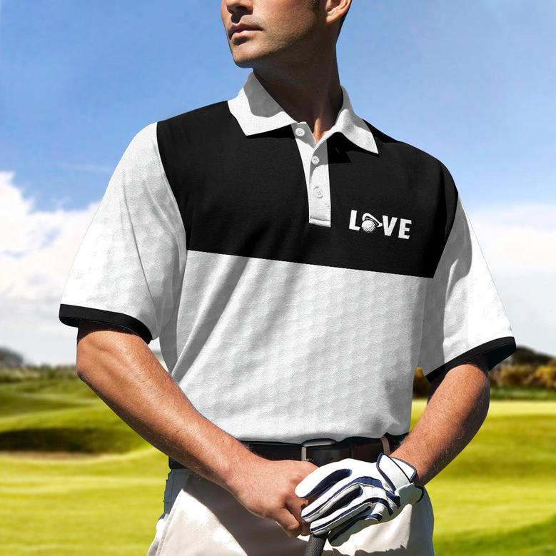 Golf Is My Therapy Golf Polo Shirt, Black And White Golf Love Polo Shirt, Best Golf Shirt For Men Coolspod