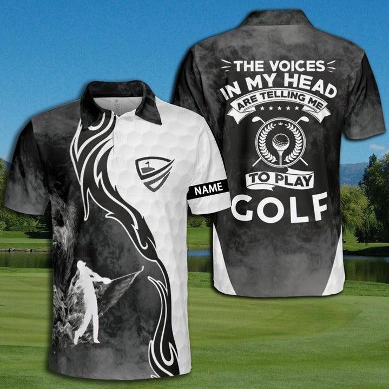 Golf Voices In My Head Smoke Tribal Polo Shirt, Personalized Polo Men Shirt For Golfer