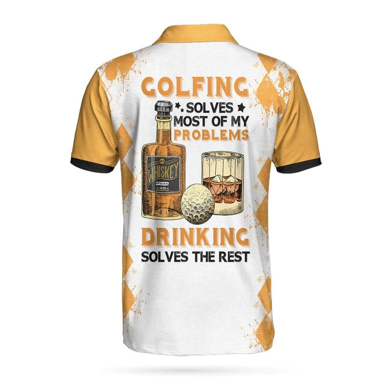 Golfing And Drinking Solve My Problems Polo Shirt, Argyle Pattern Whisky Polo Shirt, Wine Golf Shirt For Men Coolspod