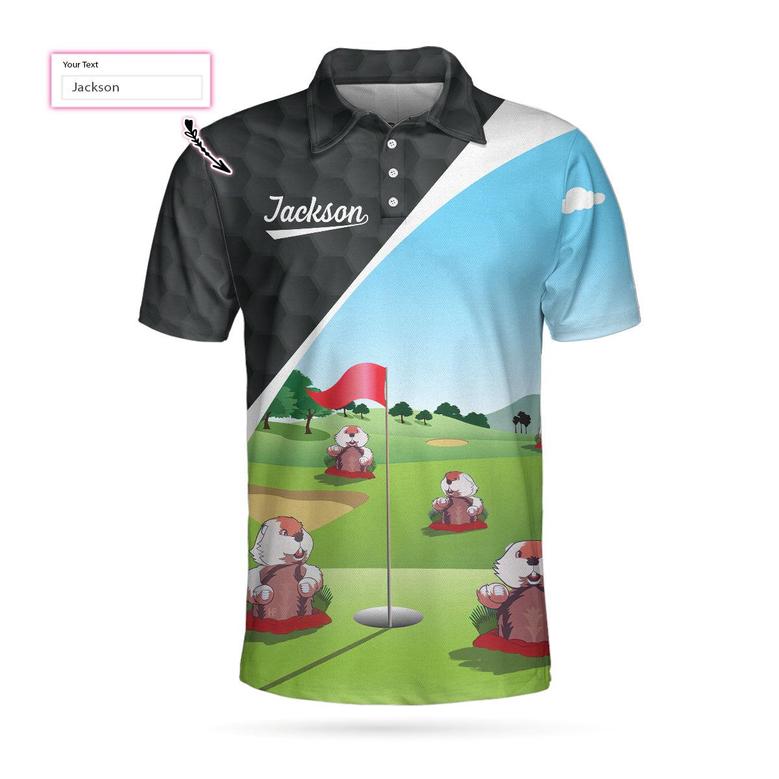 Gopher My Mind Is On Golf Custom Polo Shirt, Personalized Golf Shirt For Men, Cool Gift For Golfers Coolspod
