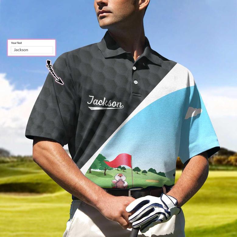 Gopher My Mind Is On Golf Custom Polo Shirt, Personalized Golf Shirt For Men, Cool Gift For Golfers Coolspod