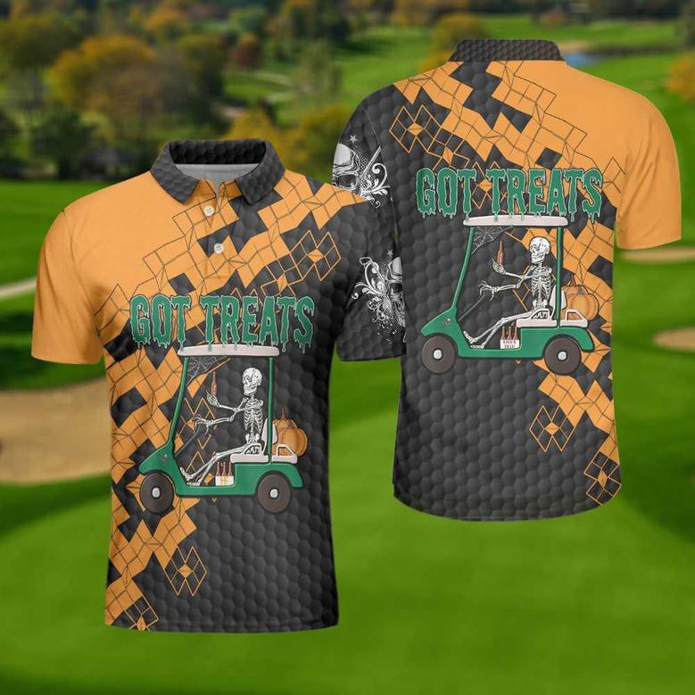 Got Golf And Got Treat Skull Golf Polo Shirt, Halloween Golf Shirt For Men, Halloween Gift For Golfers Coolspod