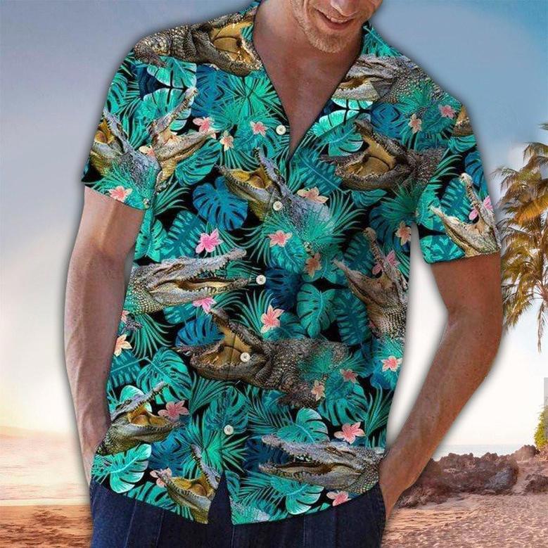 Green Tropical Crocodile Hawaiian Aloha Shirts