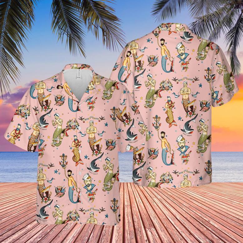 Hawaiian Aloha Shirts Creative Mermaid Pattern