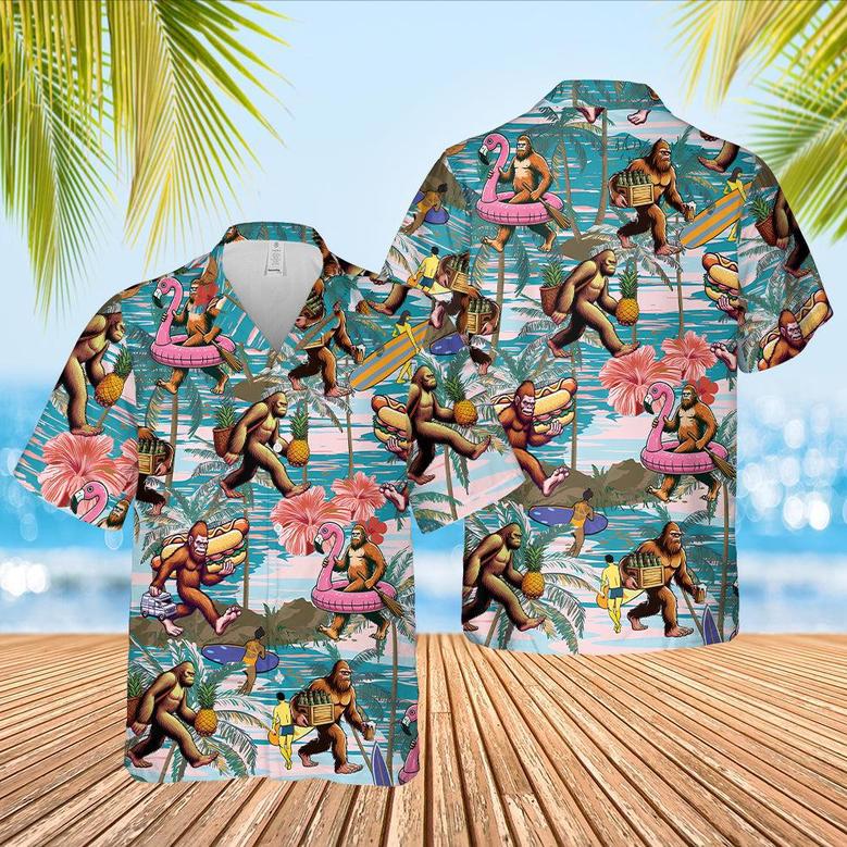 Hawaiian Aloha Shirts Funny Gorilla Pineapple Summer Vibe