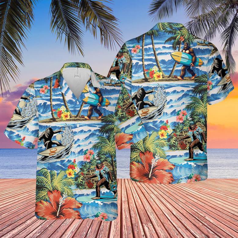 Hawaiian Aloha Shirts Funny Gorilla Surfing