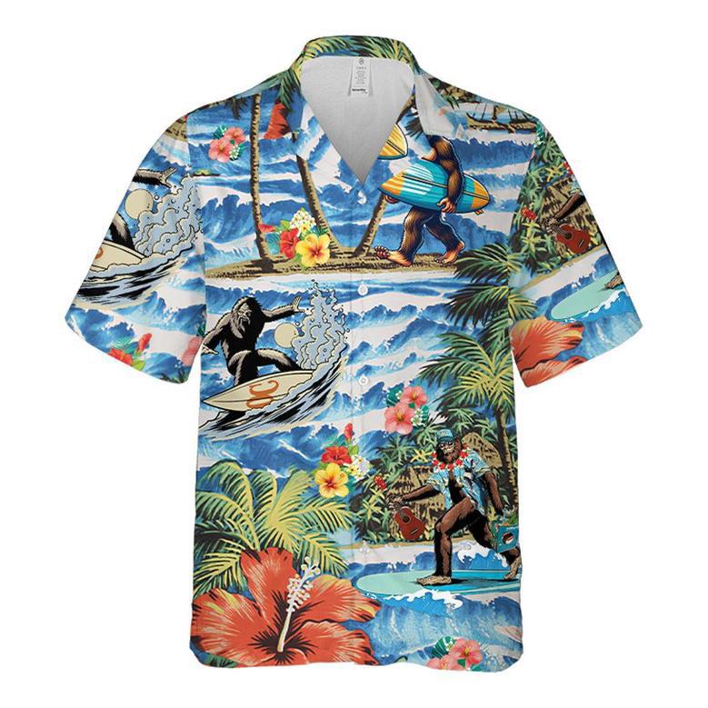 Hawaiian Aloha Shirts Funny Gorilla Surfing