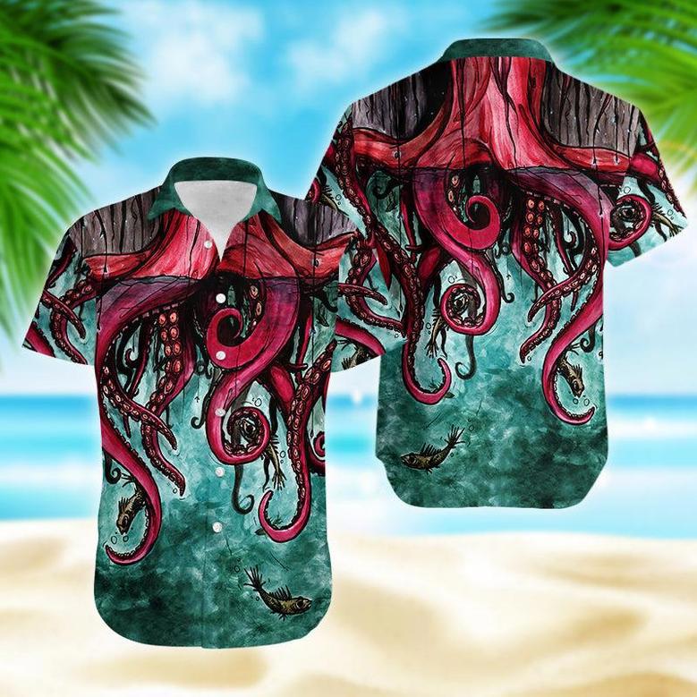 Hawaiian Aloha Shirts Octopus Cool Art