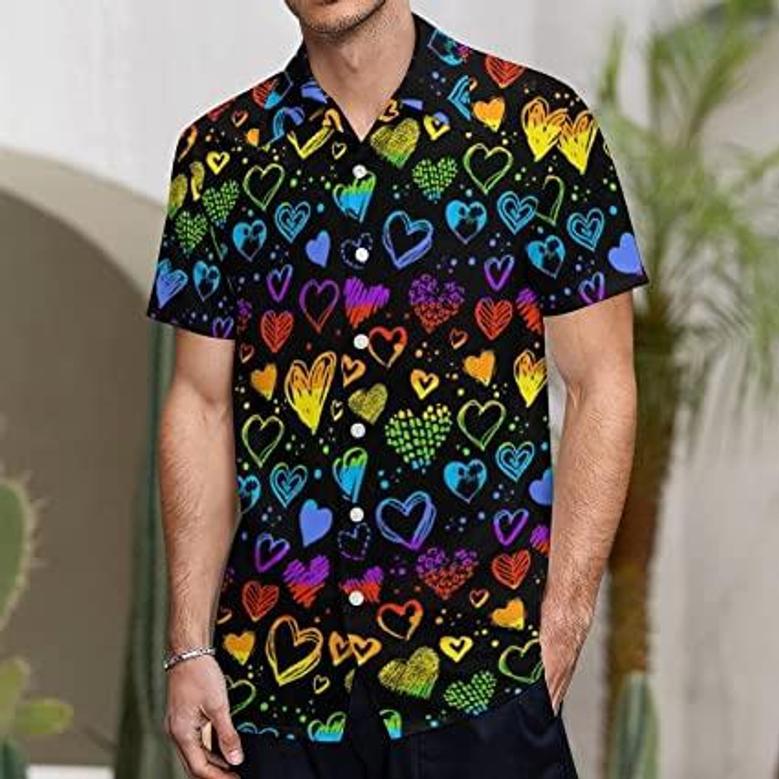 Hawaiian Shirt For Pride Month, Rainbow Lgbt Print Summer Hawaiian Shirts Beach Shirts Gift For Lesbian Gaymer