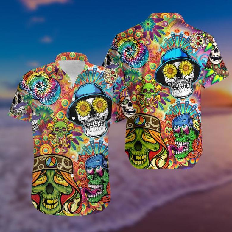 Hawaiian Unisex Aloha Hippie Skull Colorful Shirts