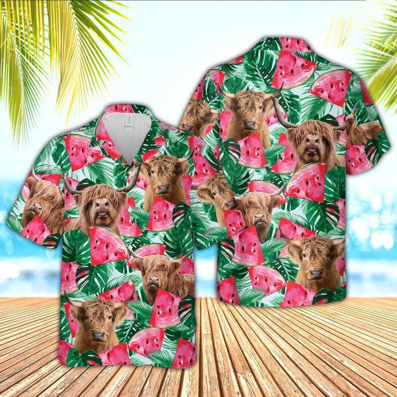 Highland Watermelon Hawaiian Shirt, Farm Hawaiian Shirt, Farmer Hawaii