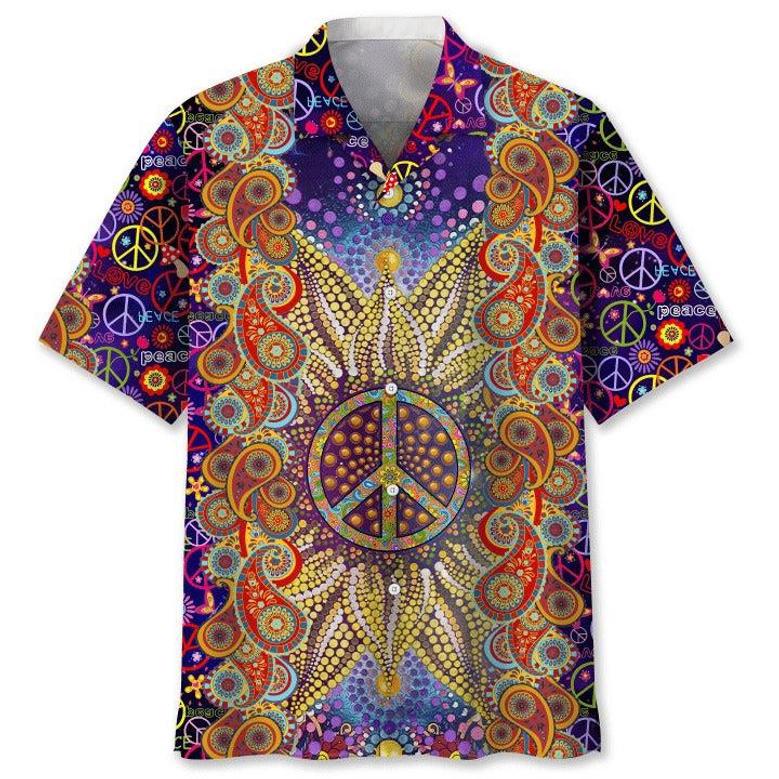 Hippie Flower Hawaiian Shirt, Colorful Hippie Floral Hawaii Beach Shirt, Summer Aloha Beach Shirts