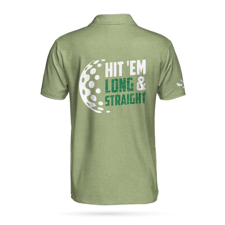 Hit 'Em Long & Straight Golf Course Pattern Polo Shirt, Elegant Golf Shirt For Men, Cool Gift For Golfers Coolspod