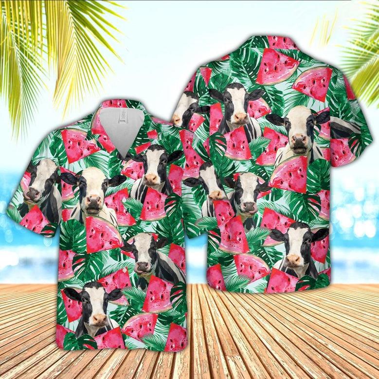 Holstein Watermelon Hawaiian Shirt, Farm Hawaiian Shirt, Farmer Hawaii