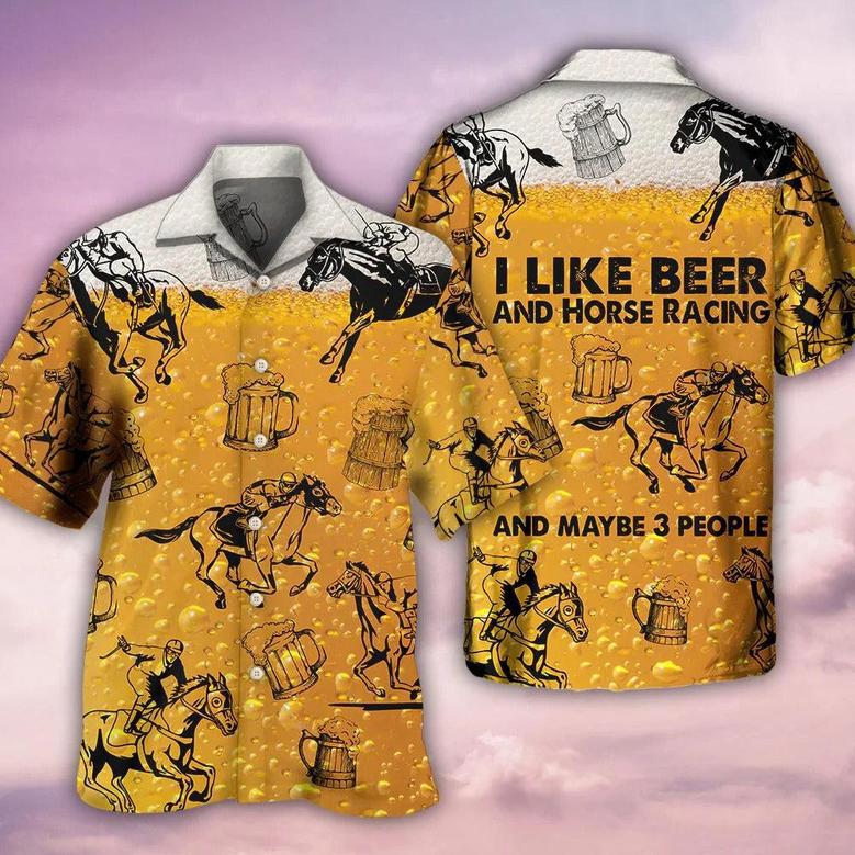 Horse Racing And Beer Hawaiian Shirt Gift For Horse Lover Beer Party