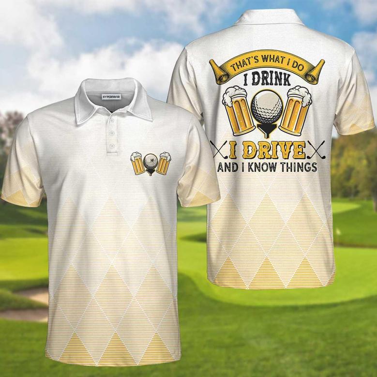 I Drink I Drive And I Know Things Argyle Pattern Golf Polo Shirt, Golf Shirt For Beer Lovers Coolspod