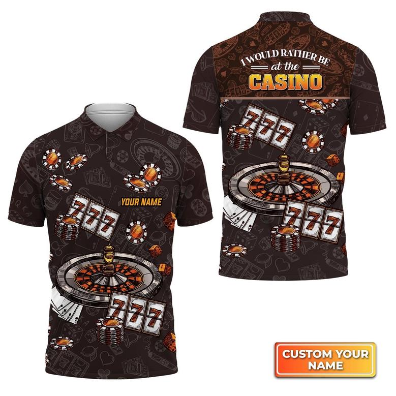 I Would Rather Be At The Casino Personalized Name Polo Shirt Gift For Poker Players