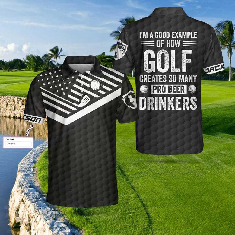 I'm A Golf Pro Custom Polo Shirt, Personalized American Flag Golf Shirt For Men, Cool Gift For Golfers Coolspod