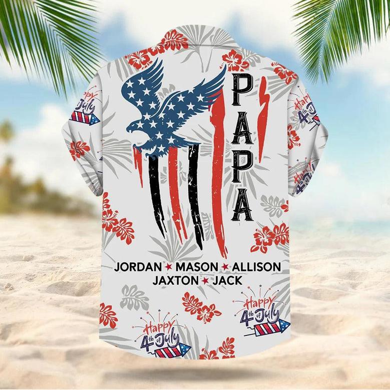 Independence Day Dad Hawaiian Shirt Personalized Papa Of July Summer Hibiscus Hawaiian Shirt For Dad Papa