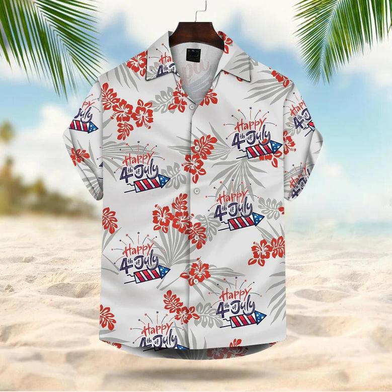 Independence Day Dad Hawaiian Shirt Personalized Papa Of July Summer Hibiscus Hawaiian Shirt For Dad Papa