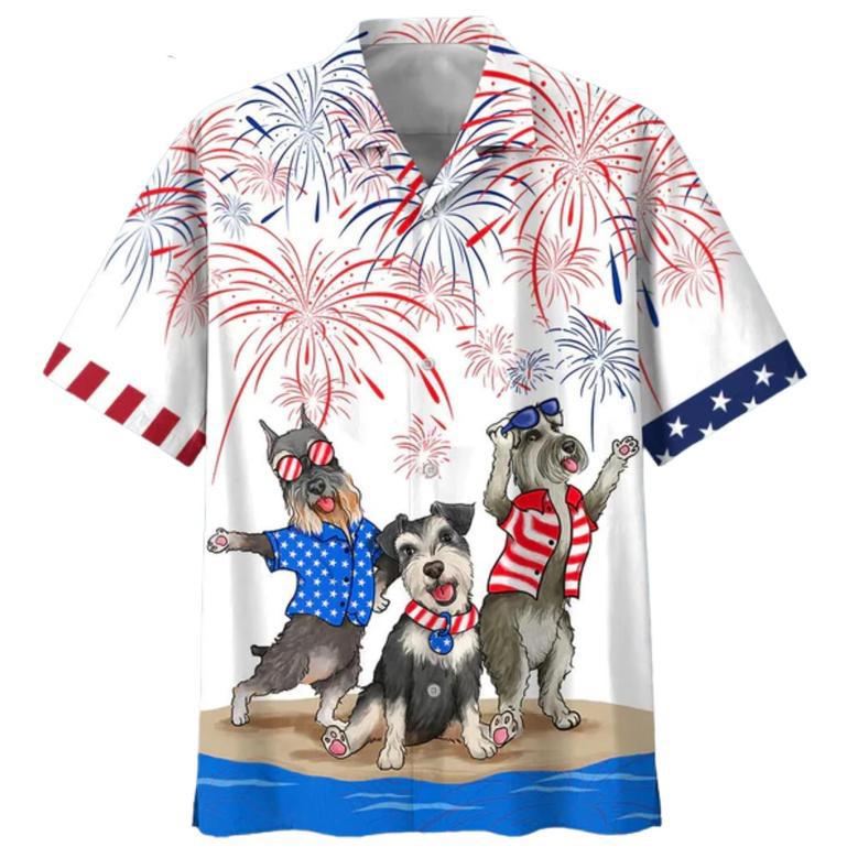 Independence Is Coming Hawaiian Shirt, Miniature Schnauzer Hawaii Aloha Beach Shirts, July Shirt For Dog Lover