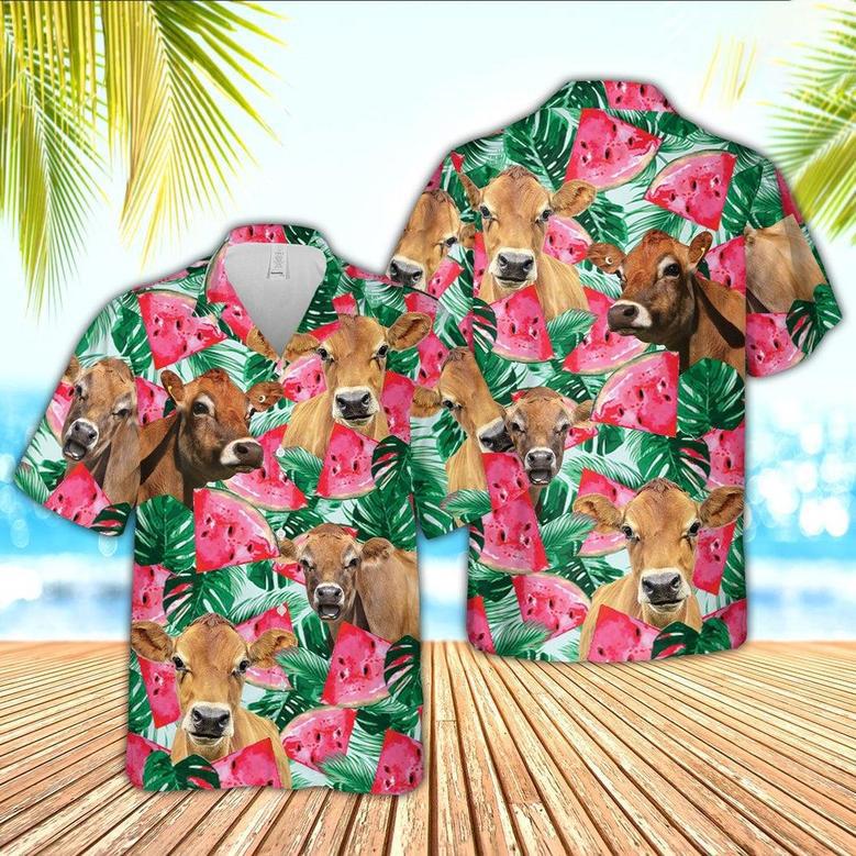 Jersey Watermelon Hawaiian Shirt, Farm Hawaiian Shirt, Farmer Hawaii