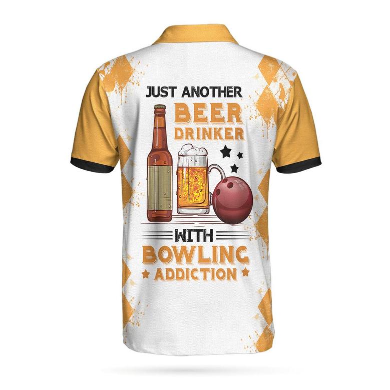 Just Another Beer Drinker With Bowling Addiction Polo Shirt, Funny Bowling Shirt For Beer Lovers Coolspod