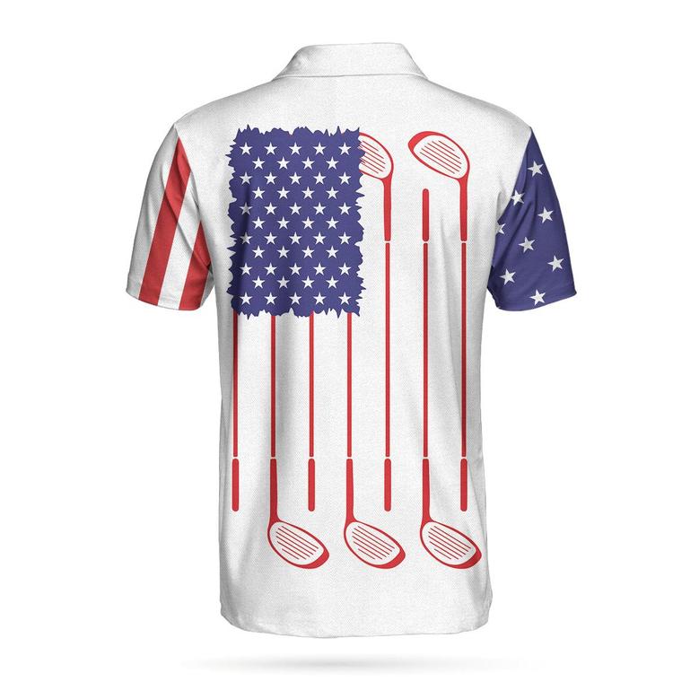 Just Golf It Skull Short Sleeve Golf Polo Shirt, Argyle Pattern American Flag Golf Shirt For Men Coolspod