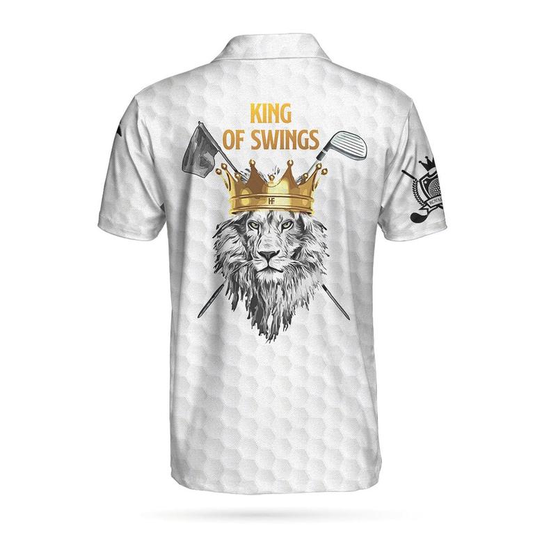 King Of Swings Lion Golfing Polo Shirt, Black And White Lion King Sketching Polo Shirt, Best Golf Shirt For Men Coolspod