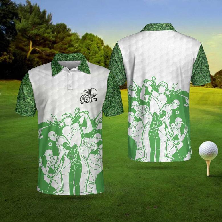 King Of The Green Golf Polo Shirt, White And Green Golf Shirt For Men, Cool Gift For Golfers Coolspod