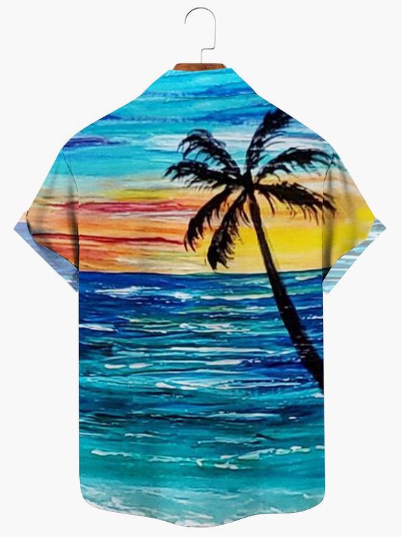 Landscape Coconut Tree Print Hawaiian Shirt, Hawaii Shirt With Coconut Tree, Gift For Him