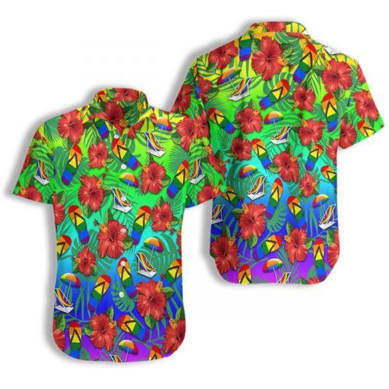 Lgbt Flower Colorful Hawaiian Shirt, Gay Hawaiian Shirts, Flower Hawaiian Shirt For Lesbian