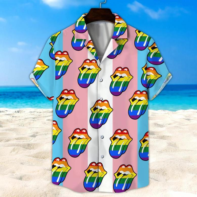 Lgbt Hawaii Shirt, Transgender Rainbow Lip Unisex Hawaii Shirt, Beach Short