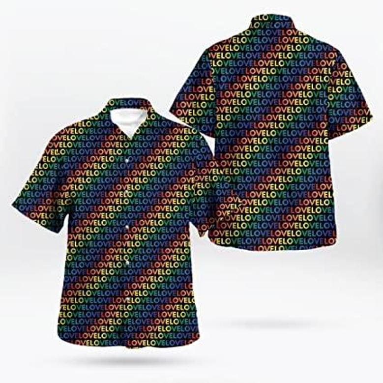 Lgbt Hawaiian Shirt, Haiwaiian Shirt, Rainbow Shirt, Beach Shirt, Lgbt Shirt, Gift For Gay Friend