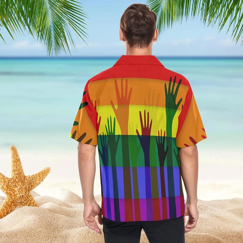 Lgbt Rainbow Flag Men's Hawaiian Shirt, Pride Ally Hawaii Shirt, Ally Pride Hawaiian Shirt