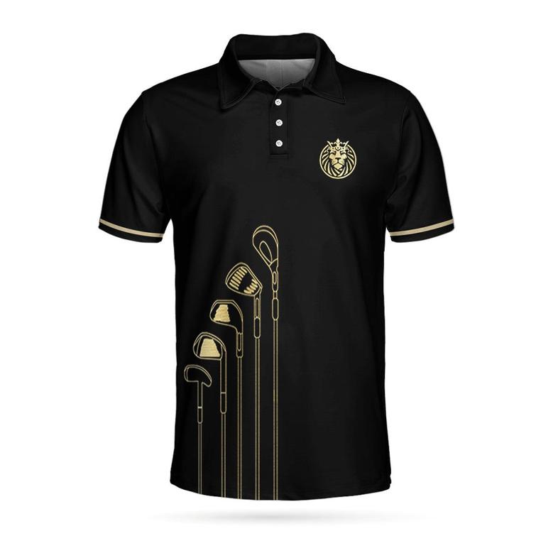 Live Like A King Playing Golf Black And Gold Polo Shirt, Luxury Golfer Polo Shirt, Best Golf Shirt For Men Coolspod