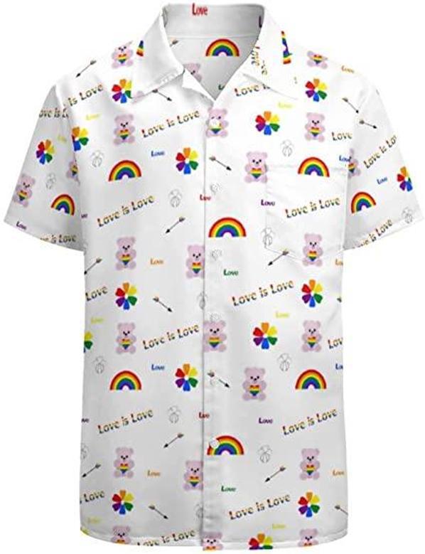 Love Is Love Hawaii T Shirt For Gay Men, Gift To Couple Gaymer, Rainbow Pride Hawaiian Shirts