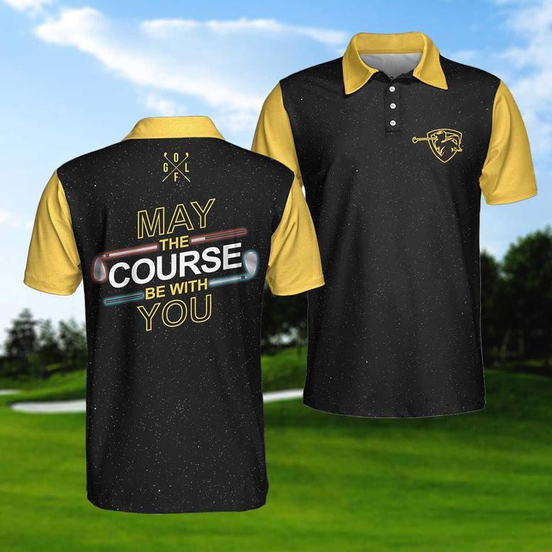 May The Course Be With You Golf Polo Shirt, Galaxy Golf Club Lightsaber Polo Shirt, Best Golf Shirt For Men Coolspod